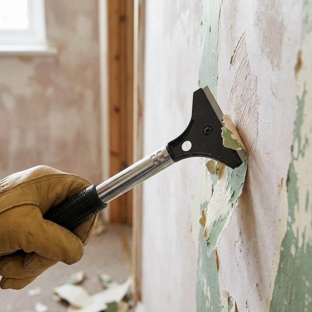 4" Long Handle Wallpaper Scraper with Steel Blade (view 2)