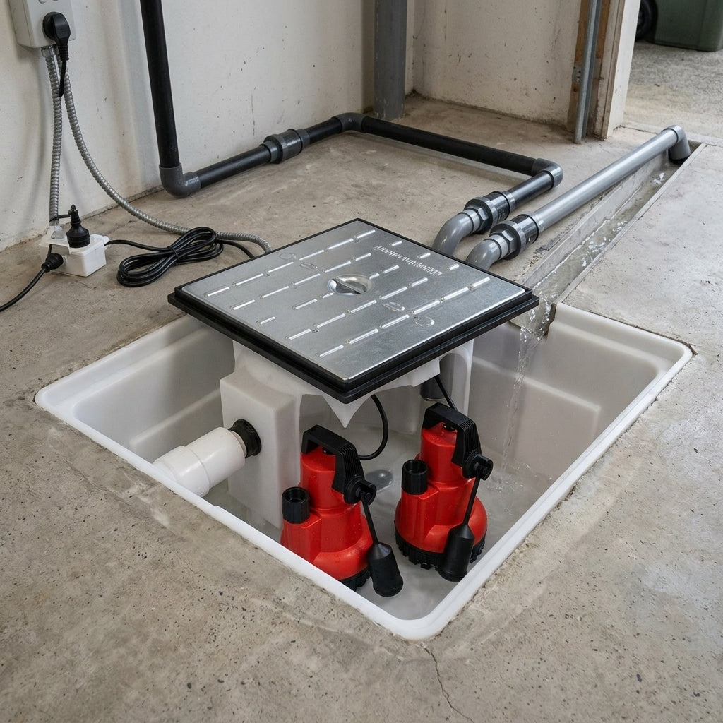 Dual Basement Sump Pump System 240V - 110mm Inlet