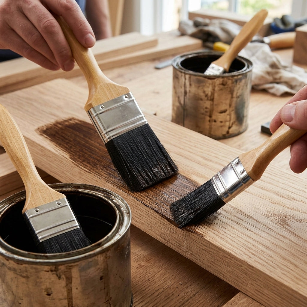 3-piece Professional Brush Set 1″ 1.5″ 2″ Natural Wood (view 2)
