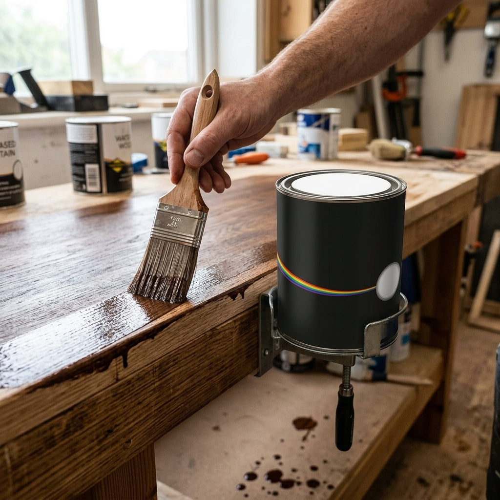 Water-based wood stain, dark brown or dark green finish